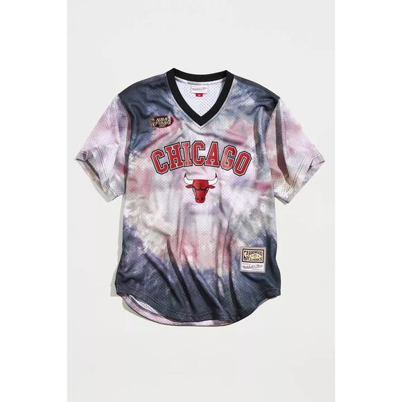 New Mitchell & Ness Chicago Bulls Tie-Dye Mesh Jersey Tee $100 Size Large Retro - Picture 2 of 6